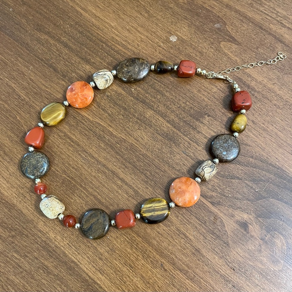 Beautiful Multicolor Stone Beaded Necklace 925 Silver chain